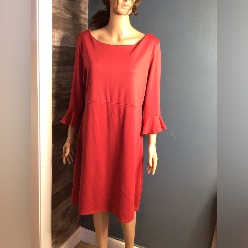 Red Bateau Sheath Dress (0085)